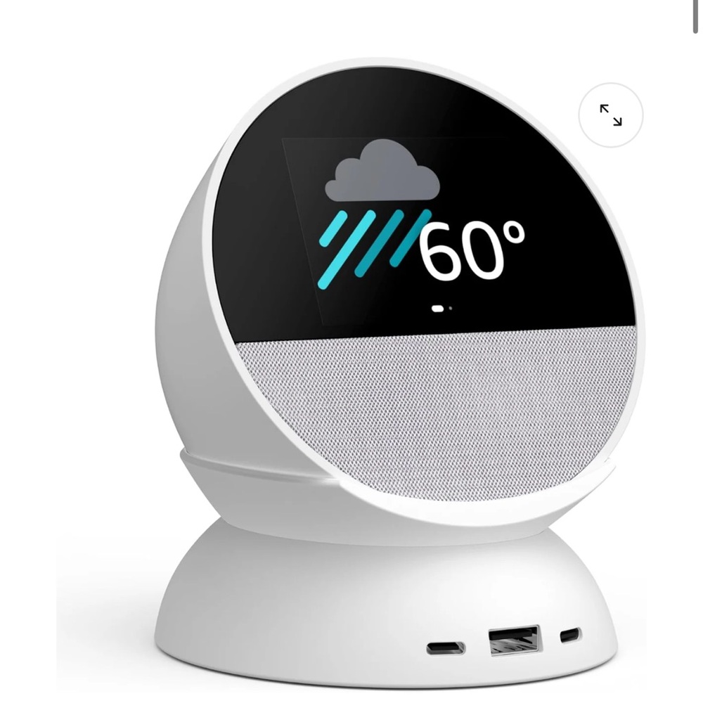 USB-C and USB-A Charging Stand for Amazon Echo Spot ('24) Glacier White